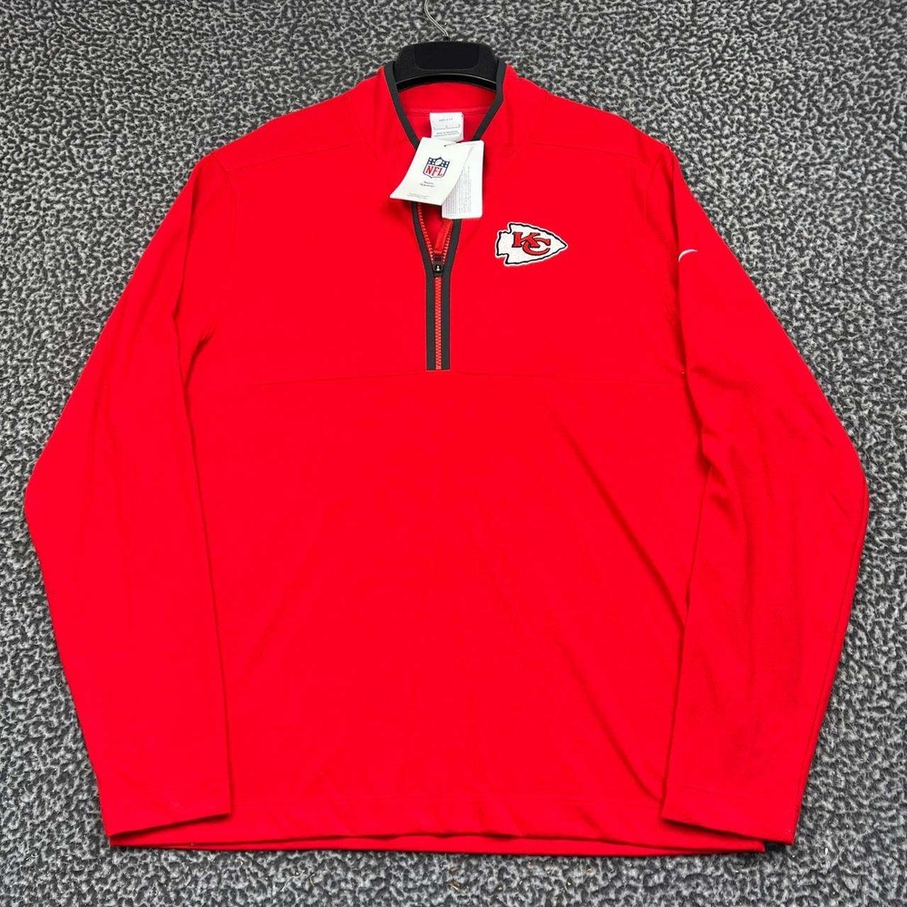 Nike Kansas City Chiefs NFL Dri-Fit Shirt Men Large Red 1/4 Zip Pullover New L